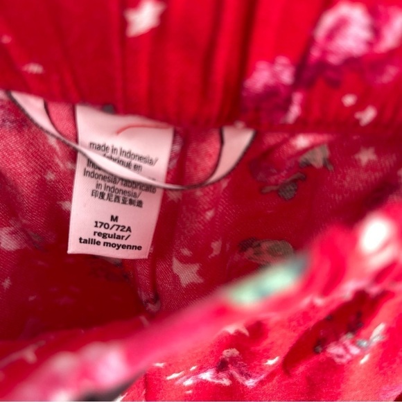 Victorias Secret Cotton And Flannel Pajama Set PJ Red Pink Starry Floral Size M - Picture 6 of 10